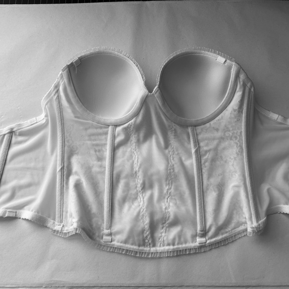 Maidenform White Lace Cups & Side Front Strapless Underwire Boned Bustier - 36A - Picture 6 of 9